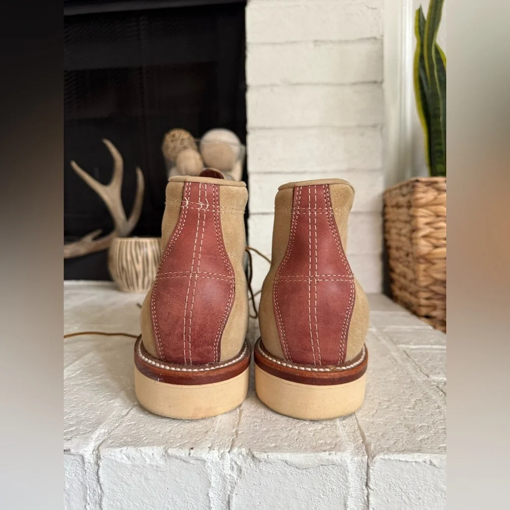 Chippewa Monkey Boots  Suede Leather Size 10 ЕЕЕ Tan Maroon - Picture 12 of 13
